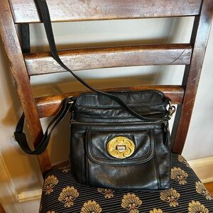 Black Leather Crossbody Bag (Emma Fox)